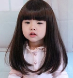 韩版儿童假发宝宝拍照发饰写真摄影头饰女童齐刘海长直发假发头套
