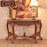 圣菲罗曼实 欧式木雕花玄关台桌客厅新古典欧式半圆桌玄关台特价