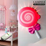 LAMPDA正品包邮卧室床头夜灯儿童房女孩创意墙灯棒棒糖公主壁灯