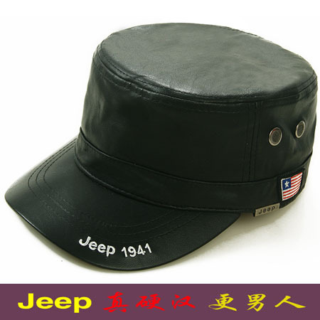 jeep帽子平顶帽真皮帽正品美国军帽男士大头围