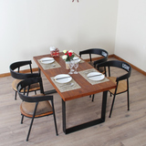 美式复古铁艺实木做旧餐桌椅组合长方形创意餐厅咖啡厅桌椅