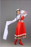 藏族舞蹈服装少数民族水袖演出服开场裙高档大气藏族短袖服饰女