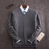 2015新款毛衣 100%纯羊绒衫 羊毛衫v领修身加厚保暖冬季男装线衫