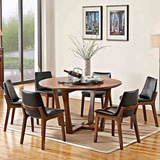 床荟萃 北欧实木餐桌椅组合 小户型现代简约带转盘圆桌 成套家具