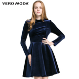 Vero Moda2016新品丝绒面料小圆领A摆夏季连衣裙31617D009