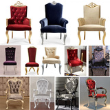 欧式椅子新古典餐椅实木洽谈椅 布艺靠背扶手椅子 别墅样板房餐椅