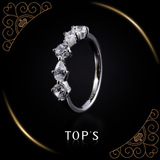 拓斯珠宝首饰原创设计925银镀铂金镶钻欧美时尚闪钻戒指环女正品