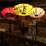 新中式复古吊灯客厅餐厅阳台饭店房间手绘红色灯笼布艺仿古典灯具