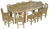 幼儿园儿童桌椅实木樟子松橡胶木组合桌椭圆形桌宝宝学习课桌批发