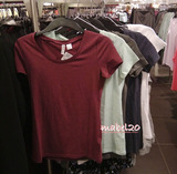 HM H&M香港深圳专柜代购女装圆领DIVIDED圆领基本款修身短袖T恤T