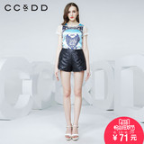 CCDD2016夏装专柜正品新女 欧根纱袖口拼接上衣 学院时尚短袖T恤