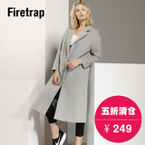 Firetrap反季清仓欧洲站高端长款羊毛呢大衣女装宽松大码毛呢外套