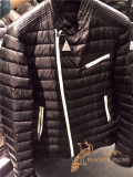 正品代购 Moncler/蒙口2015冬季新款男装 时尚白色拉链黑色羽绒服