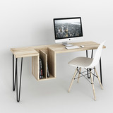 北欧创意铁艺实木电脑桌个性宜家台式loft办公书桌美式复古老板桌