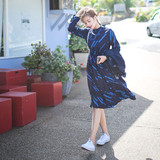 韩国正品cherrykoko 时尚配色半高领长袖连衣裙2016年春季新款