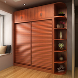 简约推拉滑移门大衣柜 板式实木质趟门整体衣柜 组合组装卧室家具