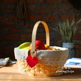 zakaa创意手工木片编织收纳篮子水果野餐菜篮桌面厨房杂物储物篮