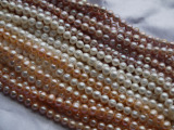 7-8近圆形罗圈珍珠项链散珠批发超低价 天然淡水珍珠半成品DIY