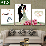 A-KS印花大幅新款婚庆十字绣幸福约定结婚卧室时钟表客厅婚礼系列