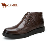 Camel/骆驼男靴 冬季新款保暖男鞋皮靴商务短靴加绒内里靴子