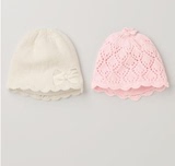 现货【英国代购NEXT童装】2015秋女宝宝蝴蝶结针织帽婴儿帽子2枚
