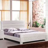现代简约白色榆木床 纯实木开放漆1.5 1.8米双人床婚床
