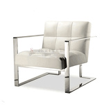 现代中式沙发椅简约不创意锈钢休闲椅时尚单人皮革沙发设计师椅子