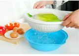 厨房双层多用沥水篮 高品质水果滴水篮子 塑料洗菜盆2件套洗菜篮