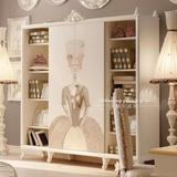 欧式儿童房家具配套【洛尼塔】新古典时尚款书柜实木雕花彩绘书柜