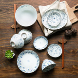 碗碟套装日本进口轻量化白瓷釉下彩家用盘子日式陶瓷碗餐具套装