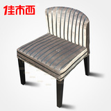 佳木西餐桌椅组合简约现代新款咖啡厅实木弹簧座椅凳灰色条纹特价
