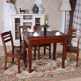 实木餐桌 复古色餐桌组合进口橡胶木可折叠伸缩桌 美式小户型饭桌