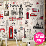 素描欧美式墙纸伦敦建筑大型壁画餐厅休闲酒吧咖啡服装店ktv壁纸