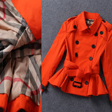 2015秋装女装韩国东大门代购时尚高端品质双排扣纯色外套短款风衣