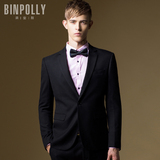 BINPOLLY婚礼长袖男士结婚西服套装英伦时尚修身伴郎新郎礼服西装