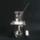 烧杯+酒精灯+石棉网+玻璃搅拌棒+三角架 超值实验加热搅拌工具