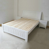 南康实木家具橡胶木床1.5米1.8欧式双人床实木床床架特价包邮白色