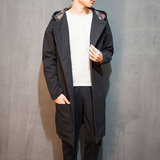 2015冬季中国风唐装披风男士长款风衣亚麻外套中长款棉衣男装