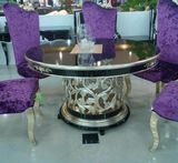 欧式餐桌圆形实木餐桌椅组合4-6人酒店会所洽谈桌椅新古典后现代