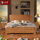 中式床全实木大床1.8双人床1.5橡木床简约现代婚床高箱储物床特价