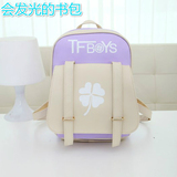 tfboys韩版大童休闲旅游背包可爱女孩双肩包女童初中小学生书包皮