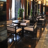 新中式接待桌椅组合 现代中式售楼处洽谈桌椅 酒店会所休闲桌椅