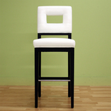 美式实木吧椅真皮吧台椅吧台高脚椅简约白色吧椅欧式吧椅真皮吧椅