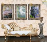纯手绘风景油画西湖客厅欧式有框画卧室餐厅装饰画名画莫奈睡莲