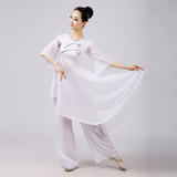 白色古典舞蹈服装练功服民族演出服扇子舞伴舞服2016新款夏季女装