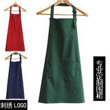 韩版时尚纯棉围裙定制logo咖啡餐厅酒店厨师男女服务员工作服围裙