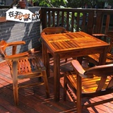 防腐实木碳化阳台桌椅户外家具露天花园庭院阳台组合套件休闲桌椅