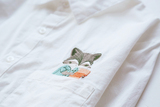 那里花园 童趣刺绣狐狸图案超可爱纯棉棉质白衬衫
