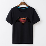 riversky蝙蝠侠大战超人印花短袖T恤正义黎明英雄男女衣服新款