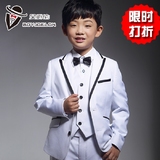 贝爵伦儿童钢琴表演服男童西装白色花童礼服主持人套装儿童西服